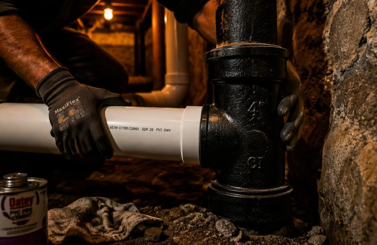 Illustrative drain piping — not Apollo work